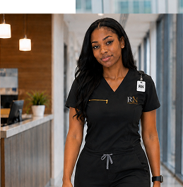 RNroadmap nurse in black scrubs