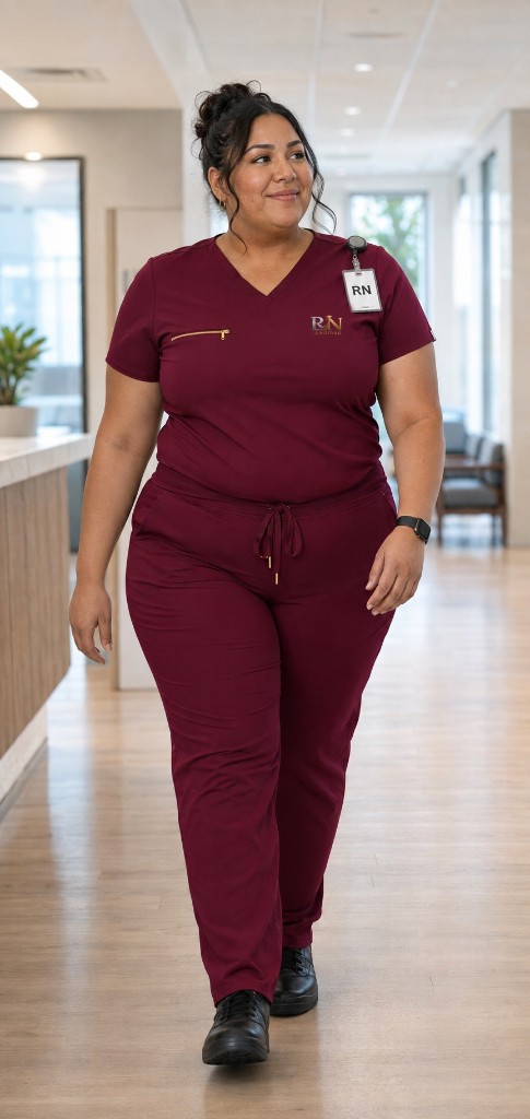 RNroadmap nurse in maroon scrubs