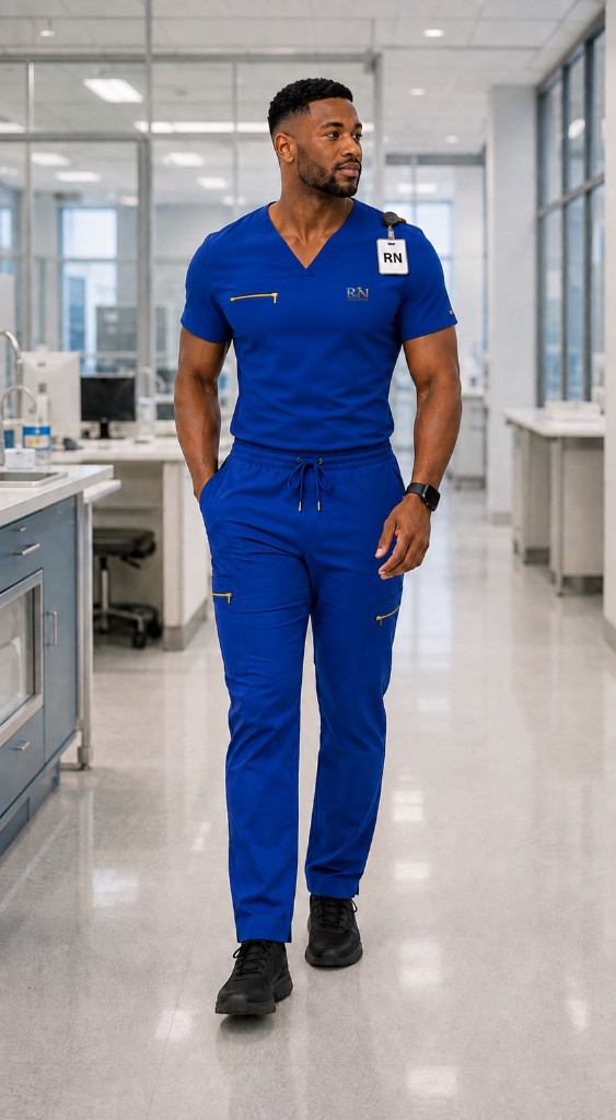 RNroadmap nurse in blue scrubs