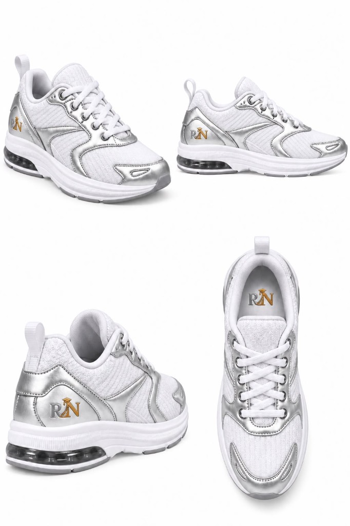 Pearl White and Silver AirShift, four angles